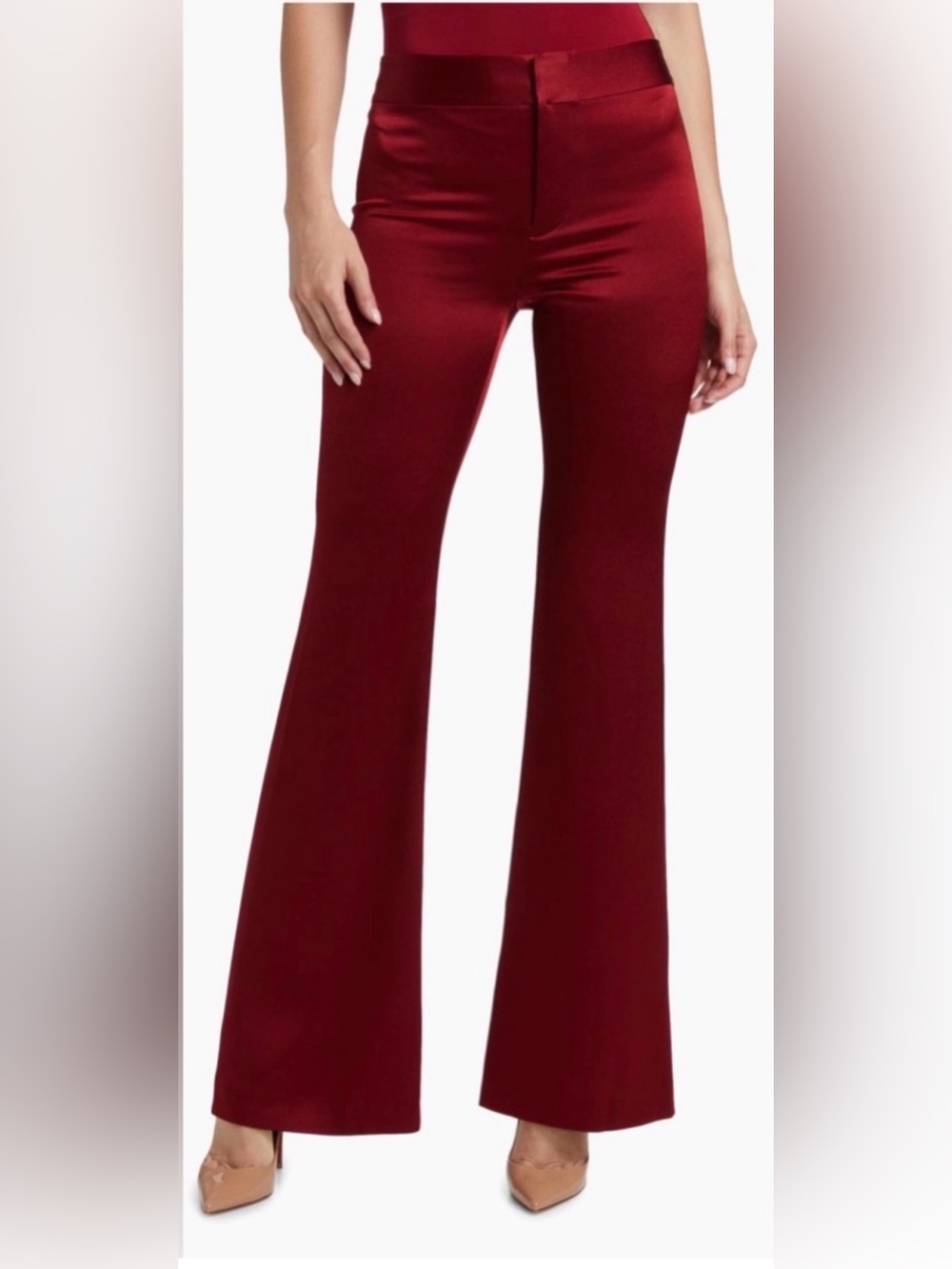 Alice + Olivia High Waisted Wide Leg Silk Pants Size 6 - Picture 10 of 16